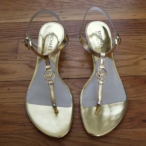 NEW Michael Kors Nora Metallic Sandal - Gold